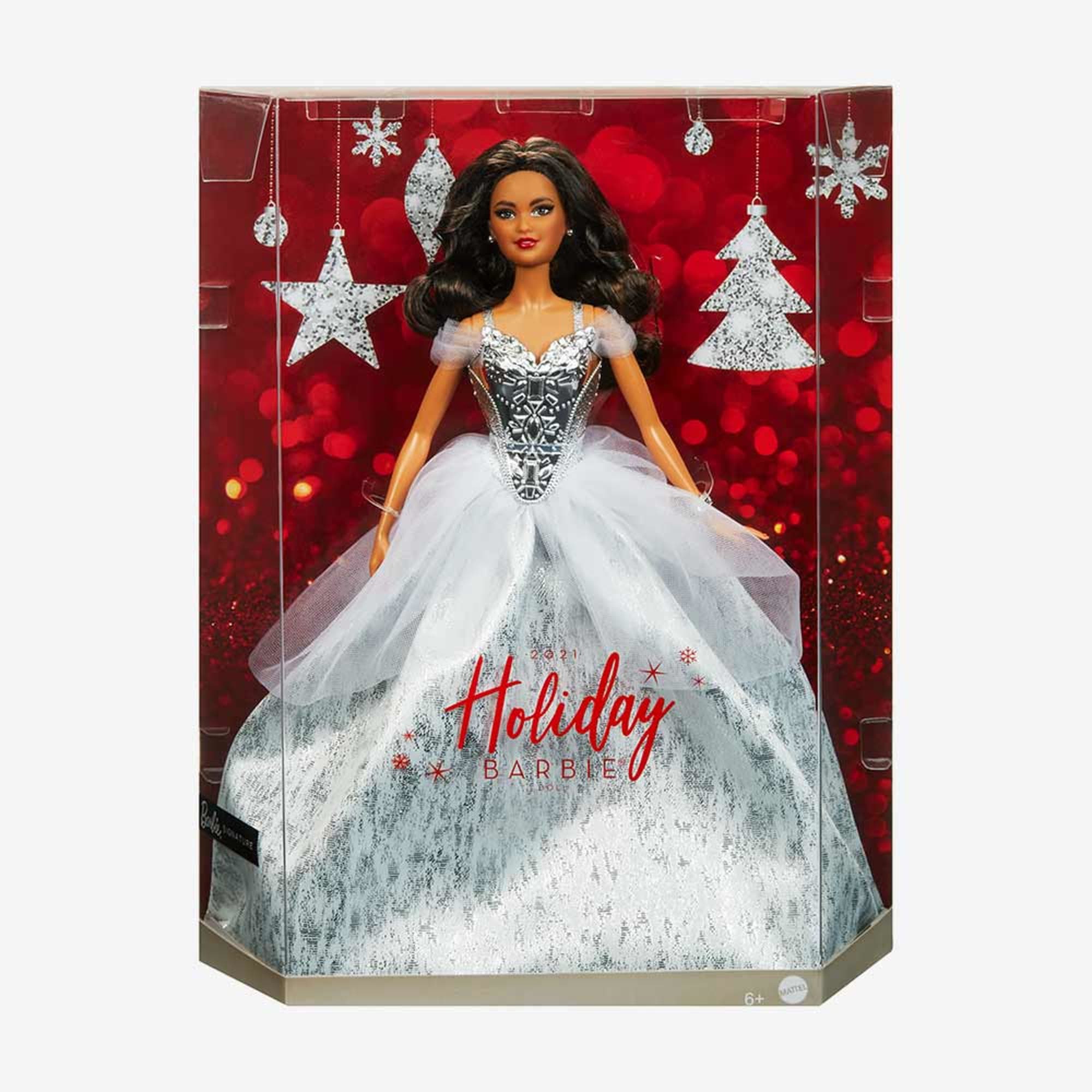 2021 Holiday Barbie Doll, Brunette Curly Hair - Image 7