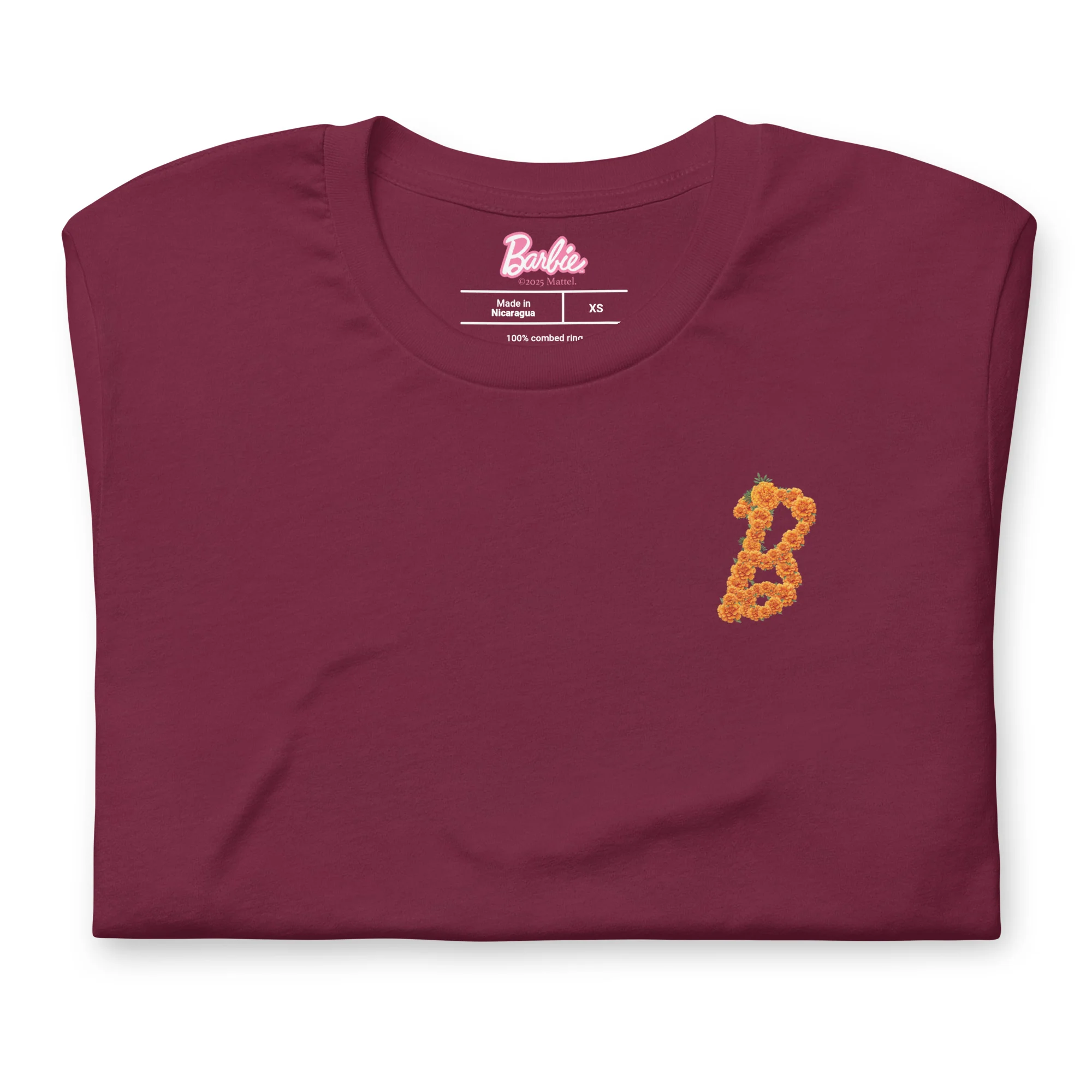Barbie DĂa de Muertos Maroon T-Shirt - Image 3