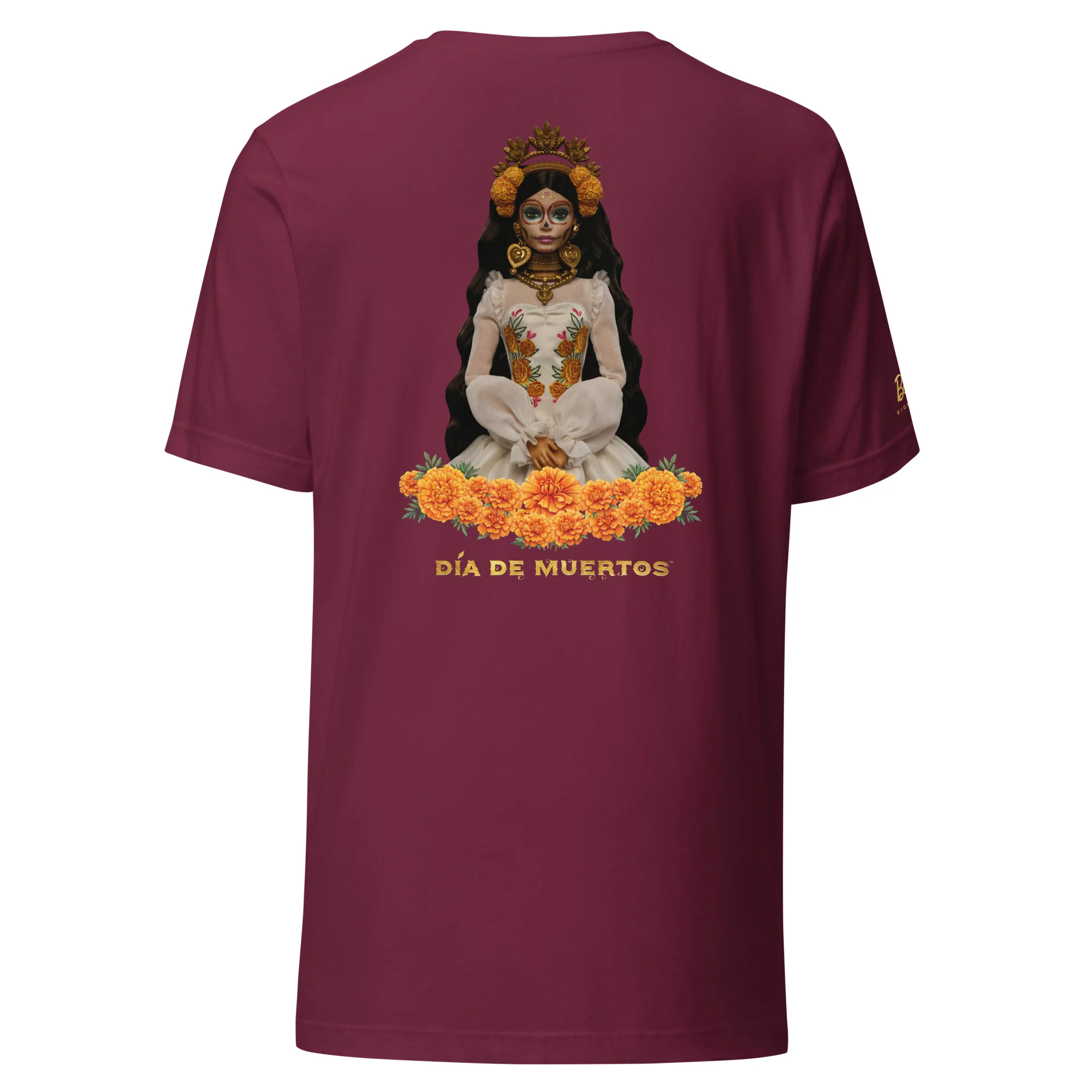 Barbie DĂa de Muertos Maroon T-Shirt - Image 7