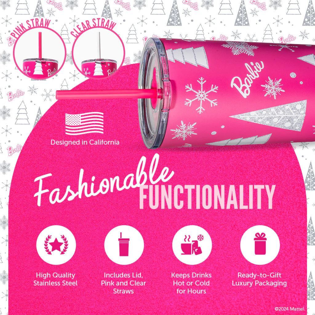 Barbie⢠Pink Christmas Tumbler - Image 3