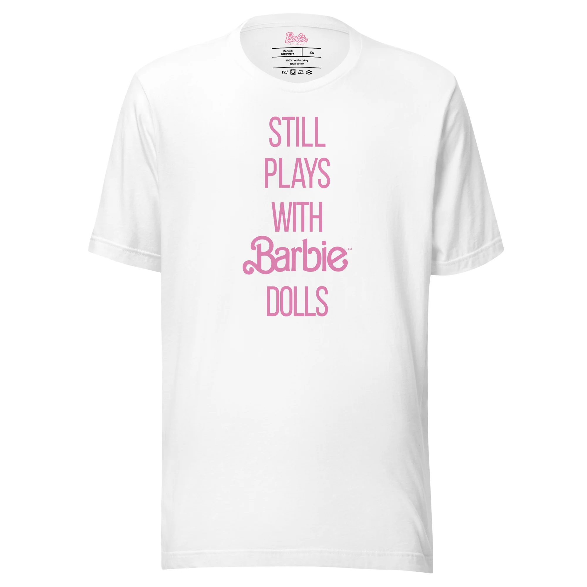 Barbie Still Plays with Barbie Dolls White T-Shirt - Image 6