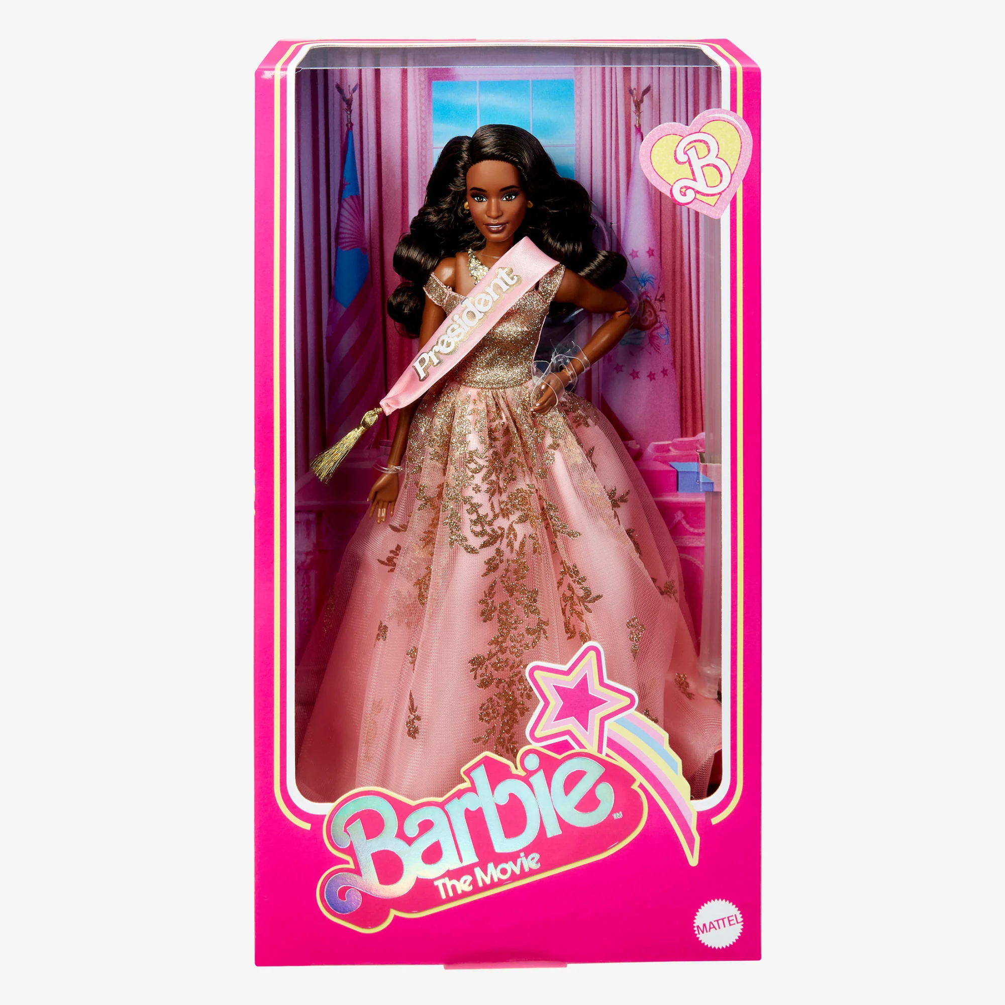 President Barbie in Pink and Gold Dress โ Barbie The Movie - Image 9