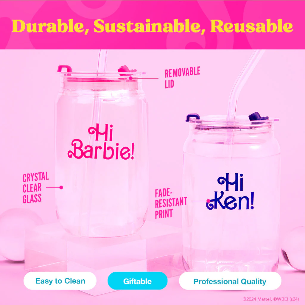 Barbie™ the Movie X Dragon Glassware® Hi Barbie! Hi Ken! Drinking Glasses - Image 5