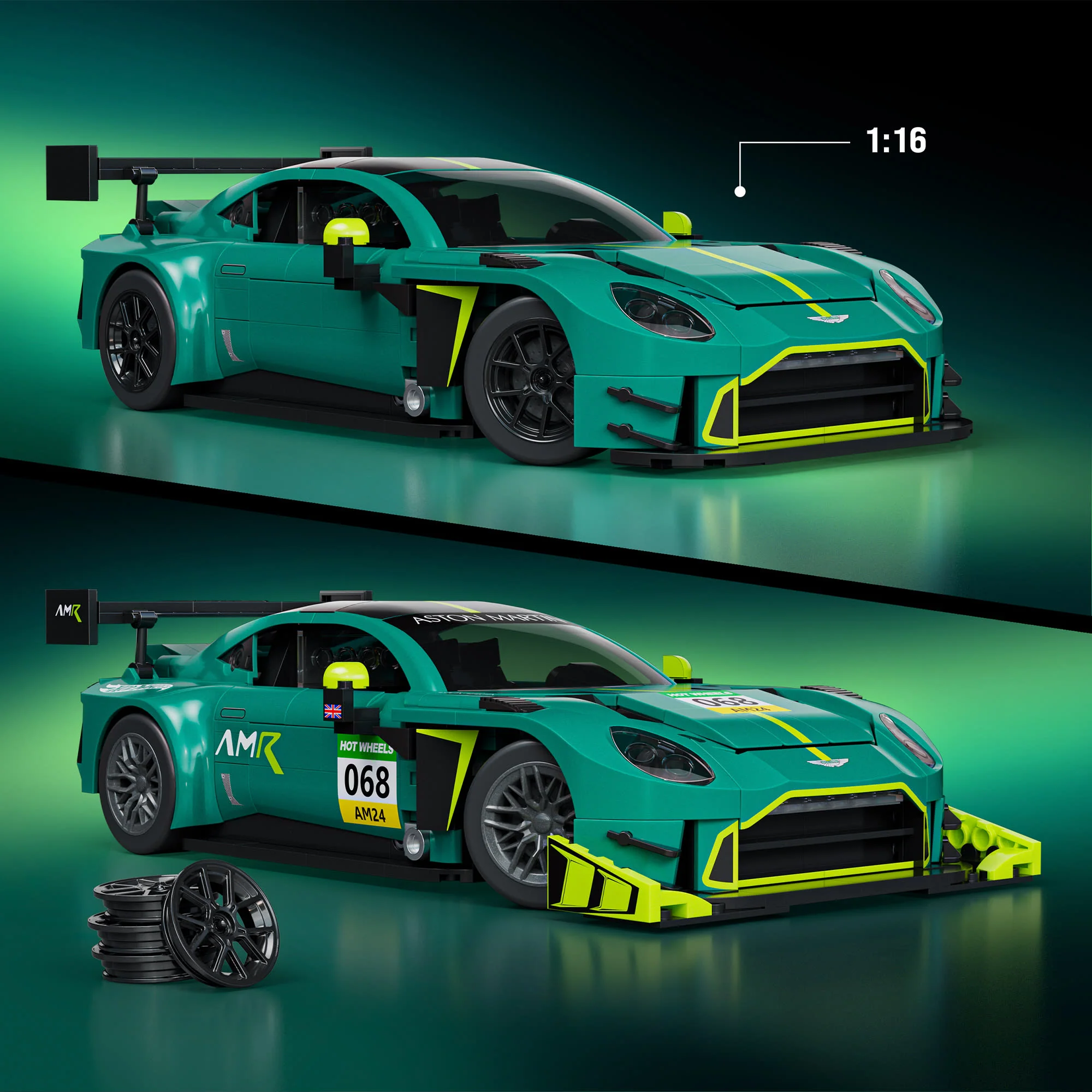 Mattel Brick Shop Hot Wheels ’24 Aston Martin Vantage GT3 Building Set - Image 3