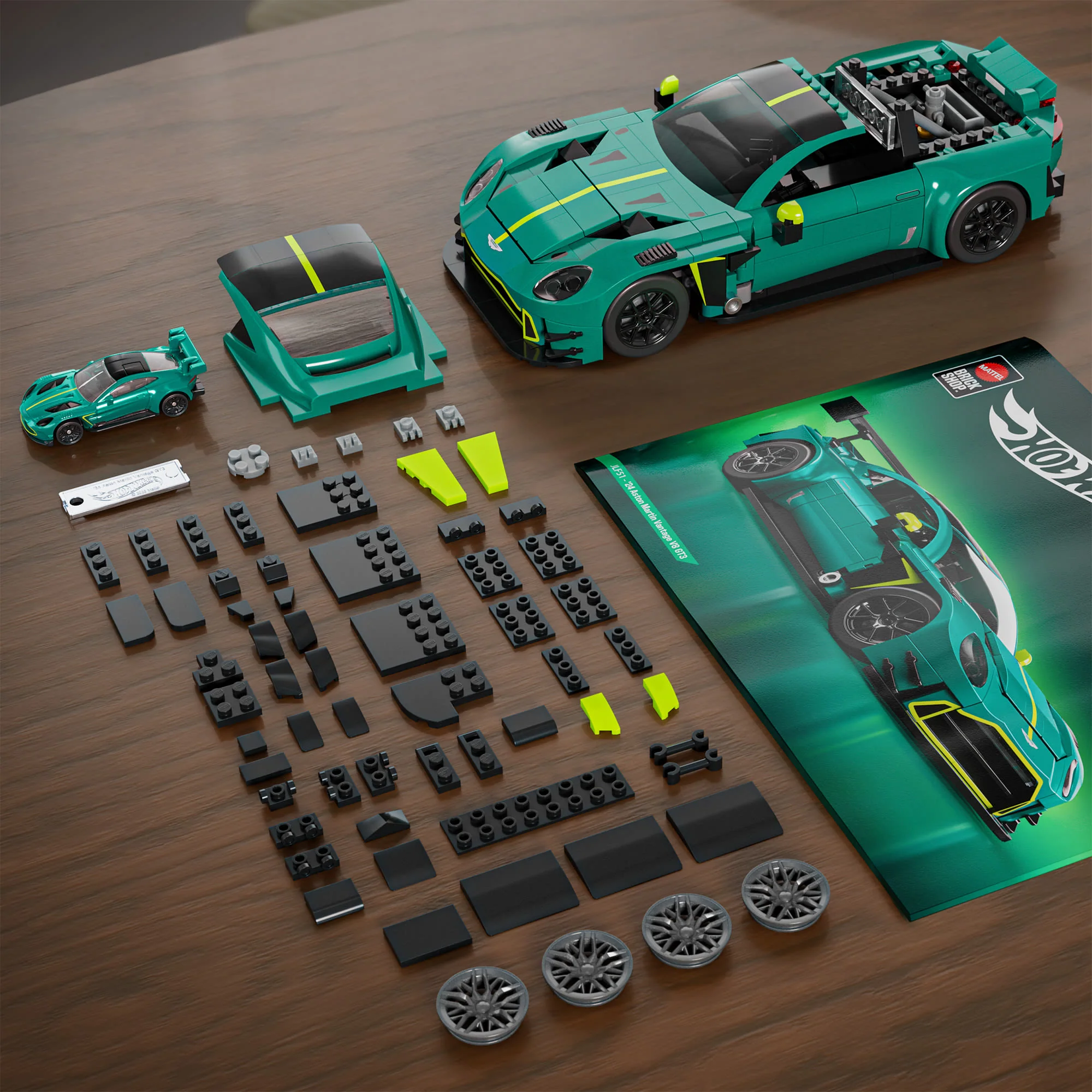 Mattel Brick Shop Hot Wheels ’24 Aston Martin Vantage GT3 Building Set - Image 4