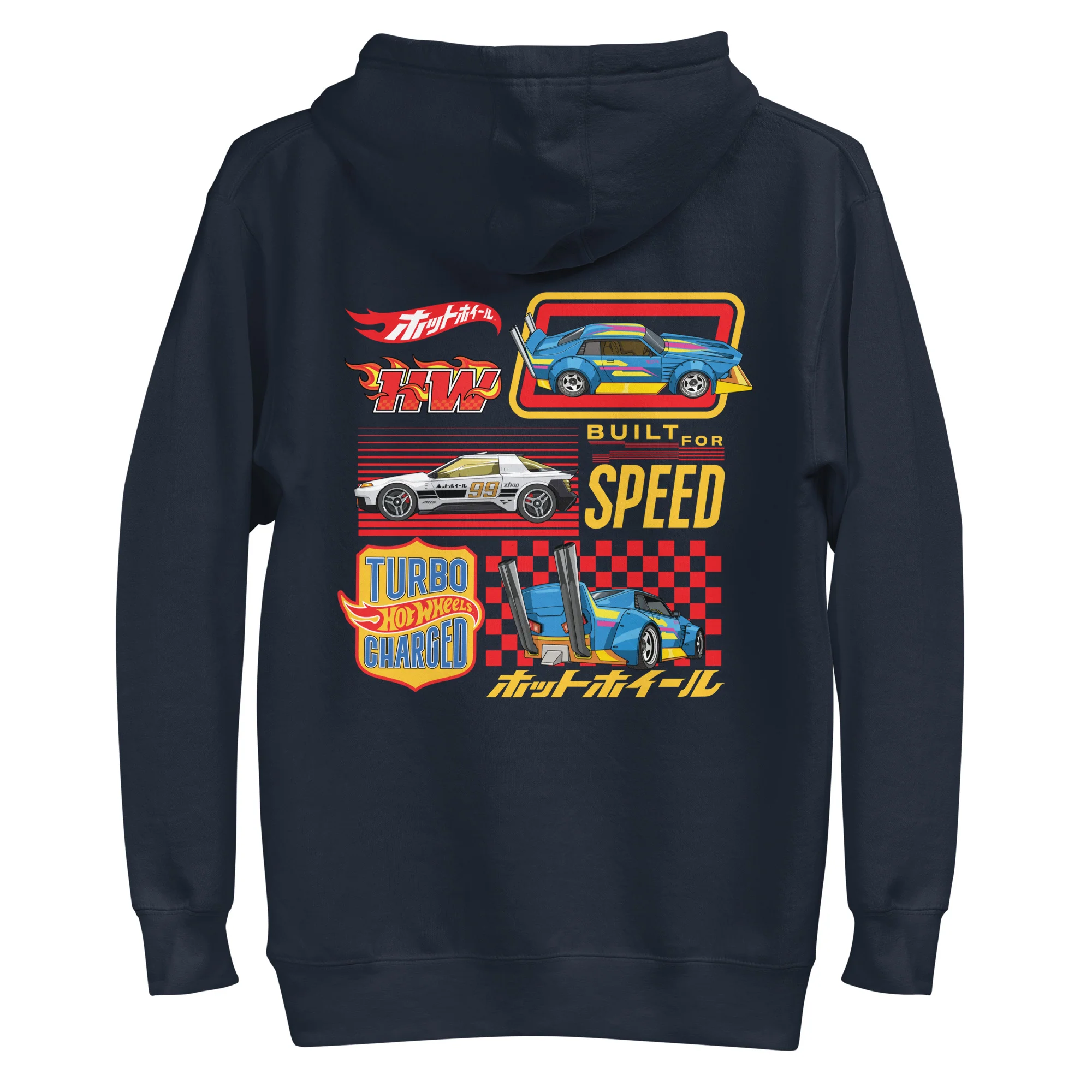 Hot Wheels in Kanji Navy Embroidered Hoodie - Image 3