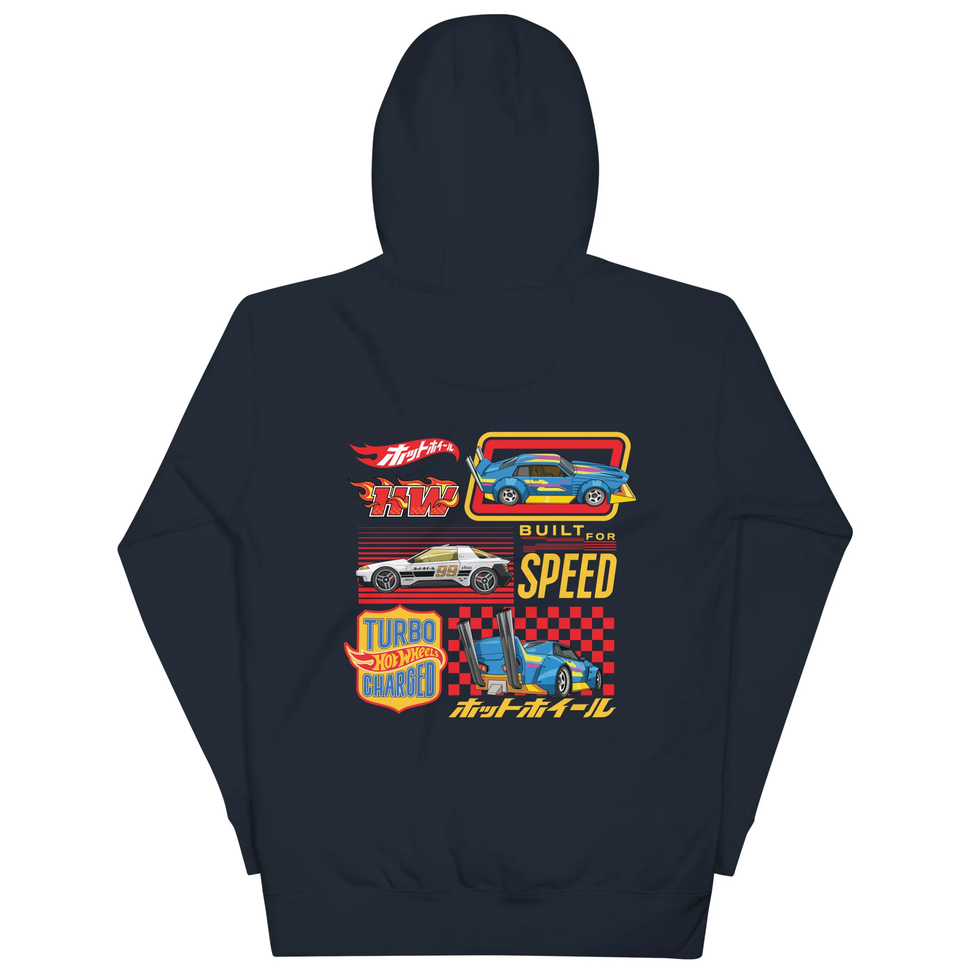 Hot Wheels in Kanji Navy Embroidered Hoodie - Image 7
