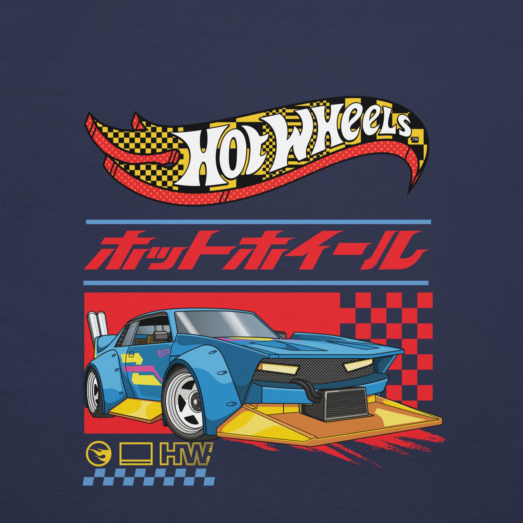 Hot Wheels in Kanji Navy T-Shirt - Image 4