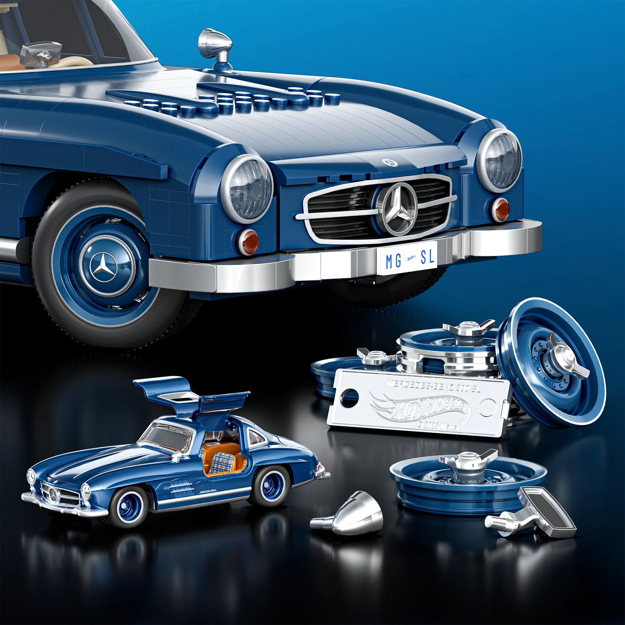Mattel Brick Shop Hot Wheels Mercedes-Benz 300 SL Building Set - Image 5