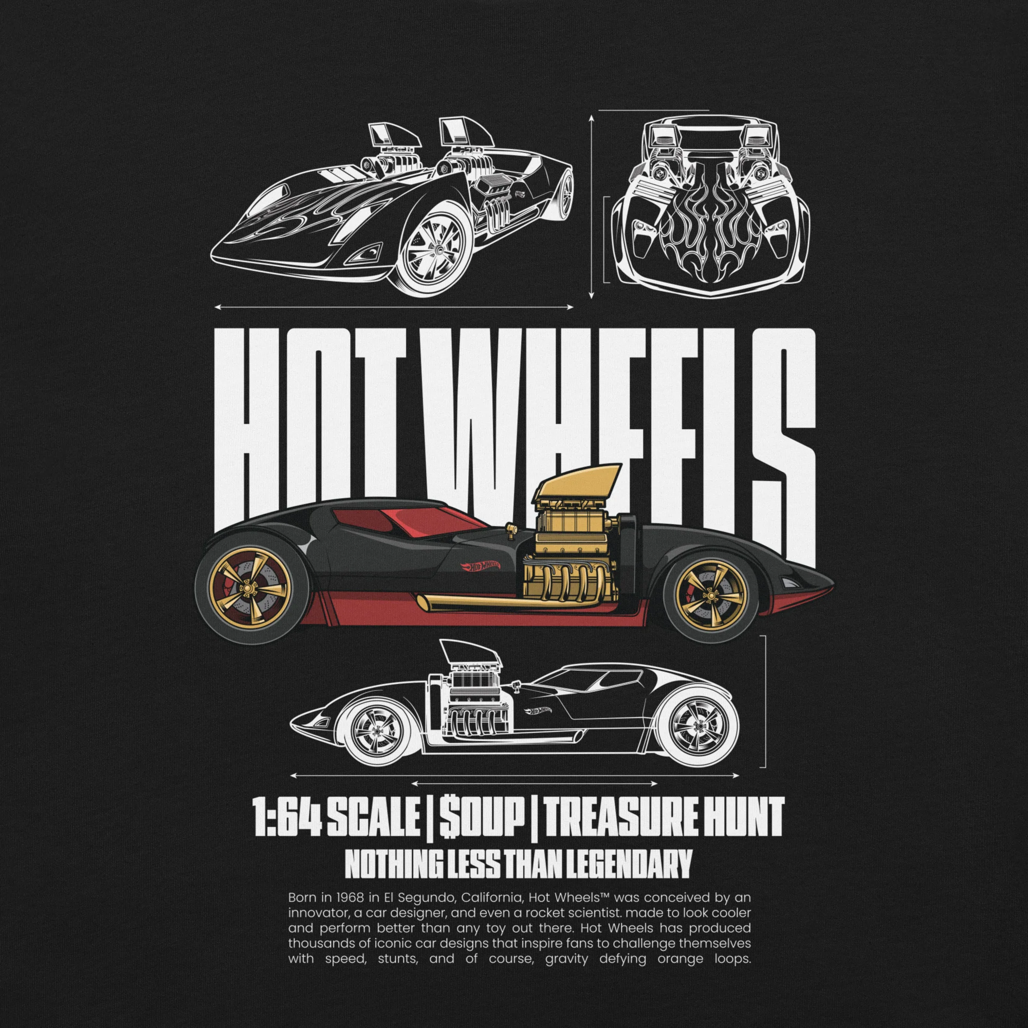 Hot Wheels Nothing Less than Legendary Black T-Shirt - Image 4