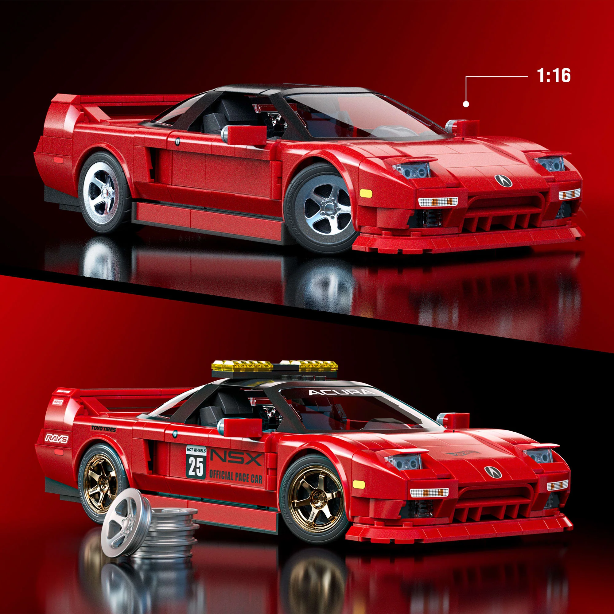 Mattel Brick Shop Hot Wheels โ90 Acura NSX Building Set - Image 3
