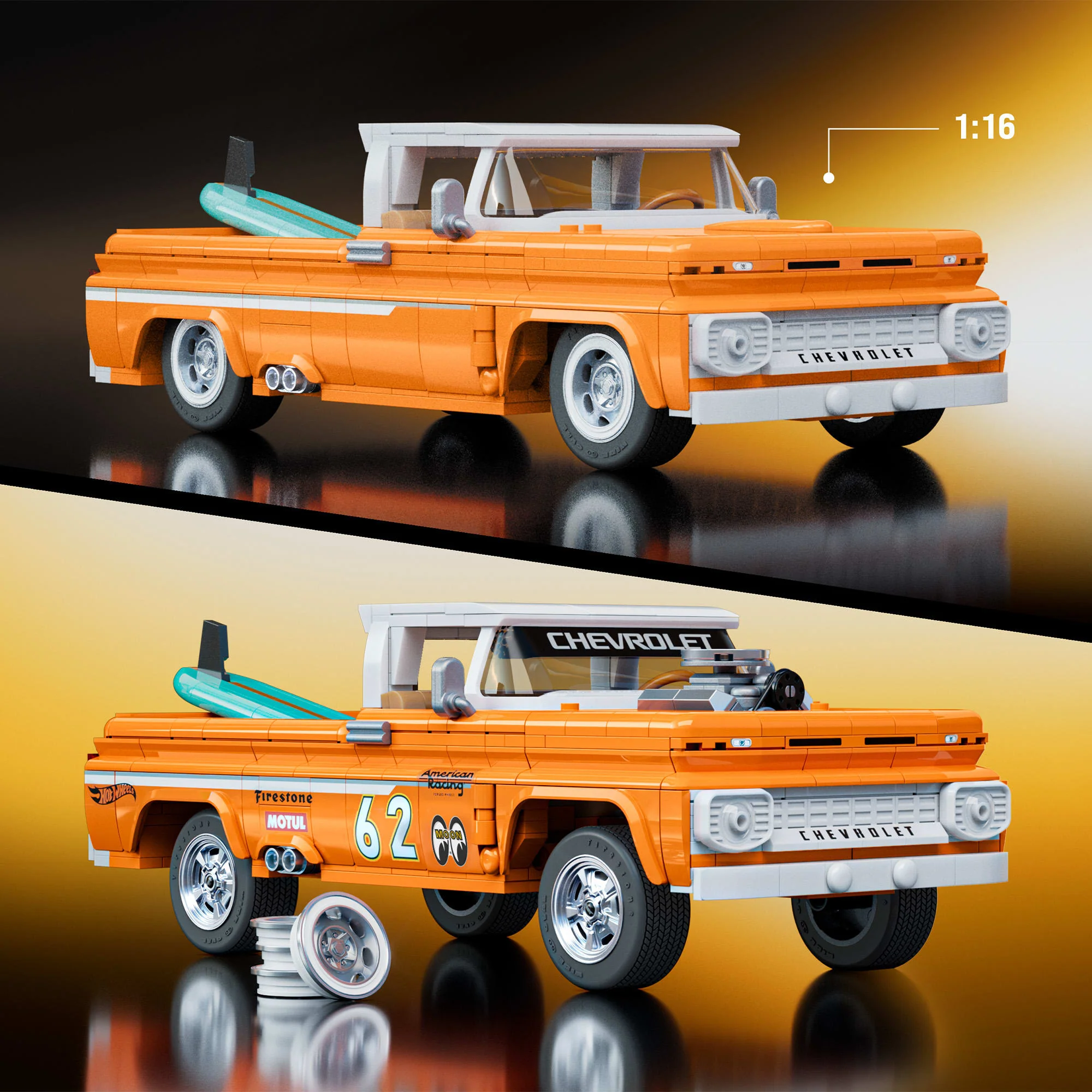 Mattel Brick Shop Hot Wheels Custom ’62 Chevy Pickup Building Set - Image 3