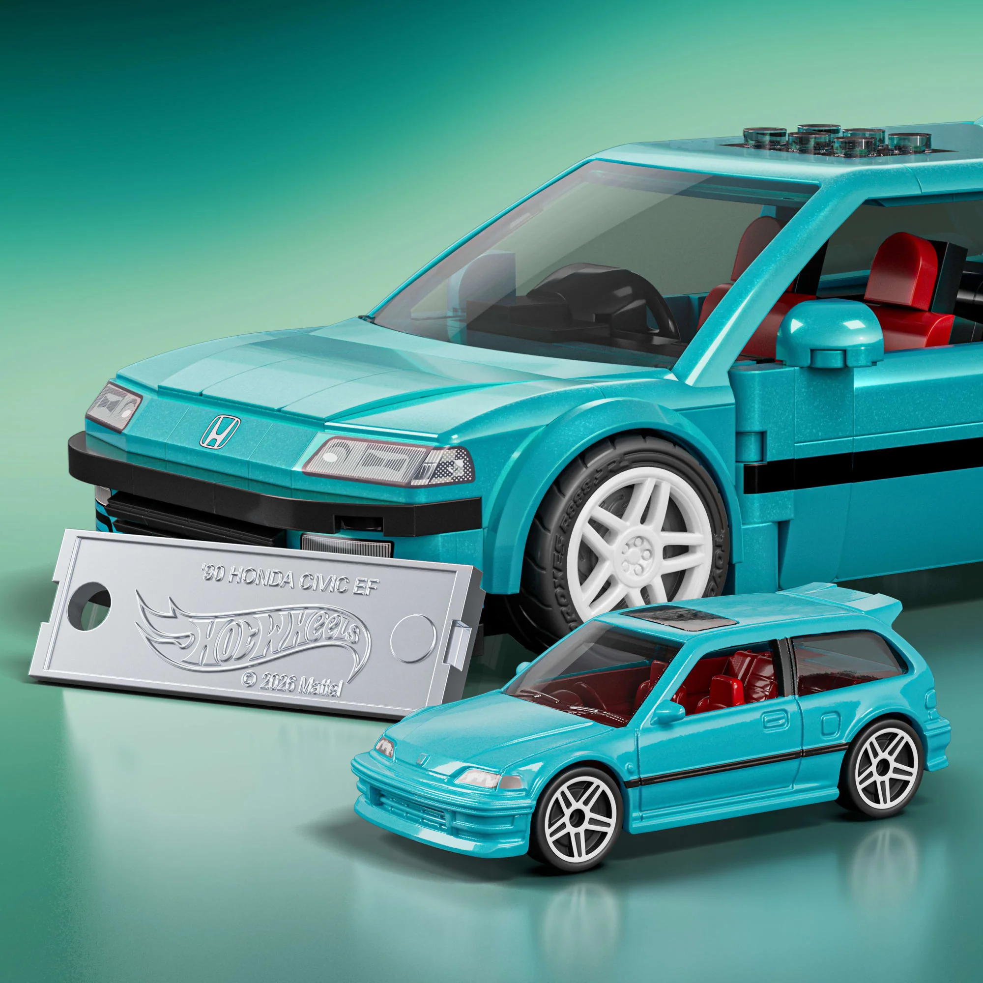 Mattel Brick Shop Hot Wheels Custom ’90 Honda Civic EF Building Set - Image 5