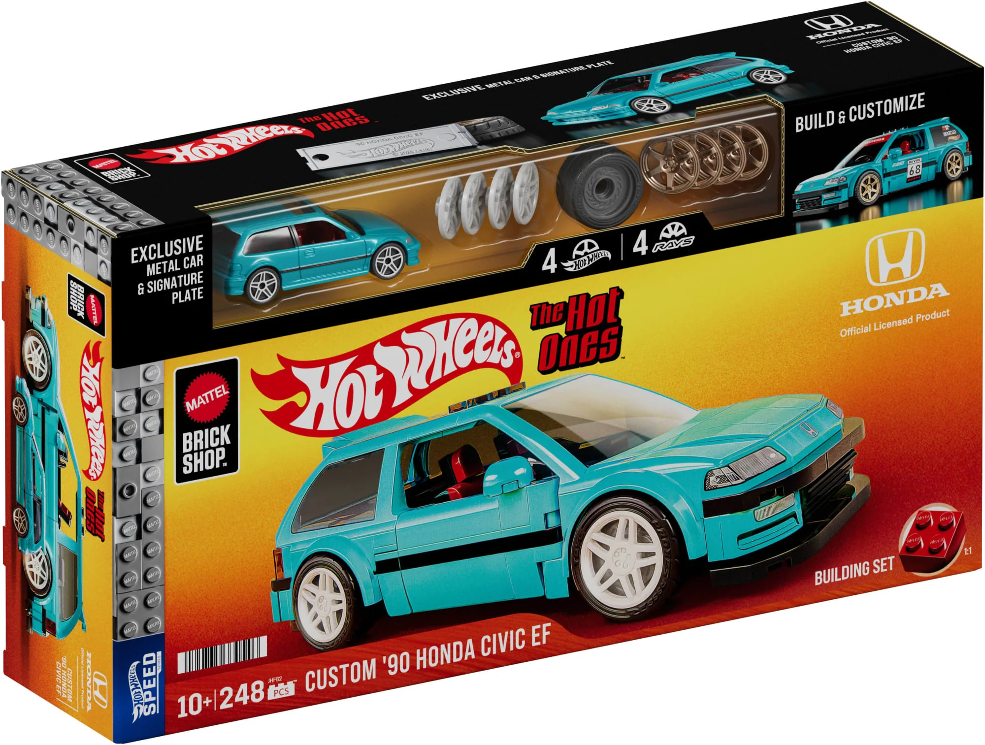 Mattel Brick Shop Hot Wheels Custom ’90 Honda Civic EF Building Set - Image 7