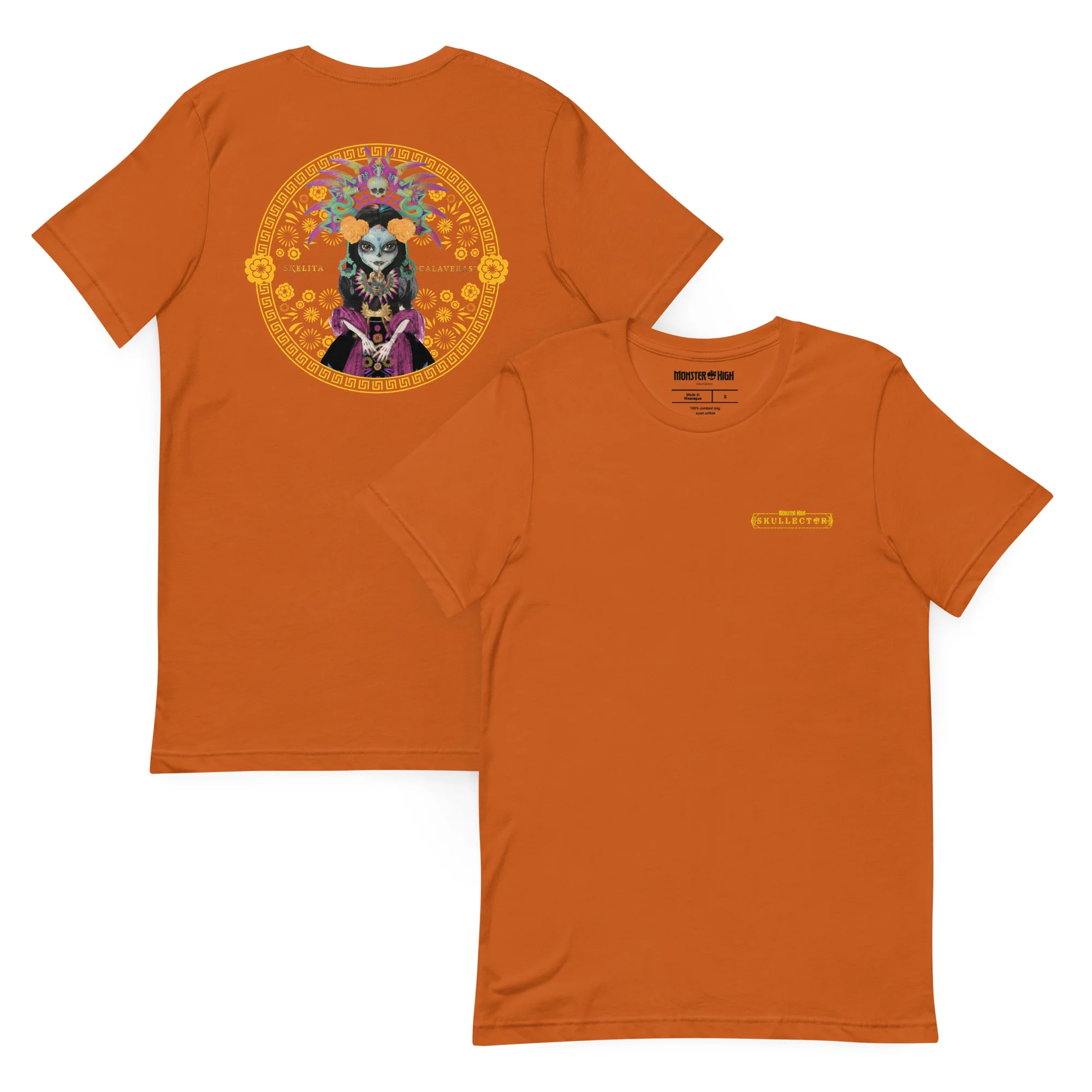 Monster High Skelita DĂa de Muertos Embroidered Orange T-Shirt