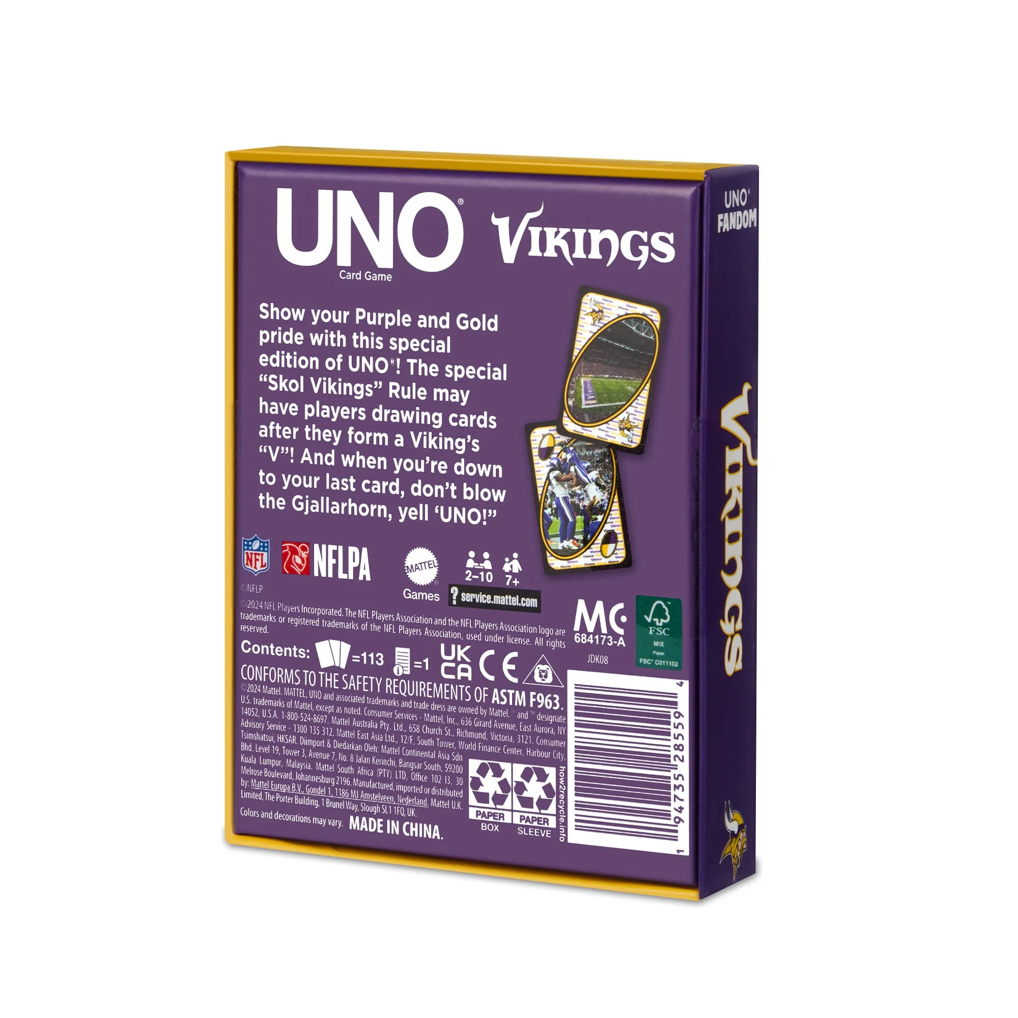 UNO Fandom NFL Minnesota Vikings Game Deck - Image 8
